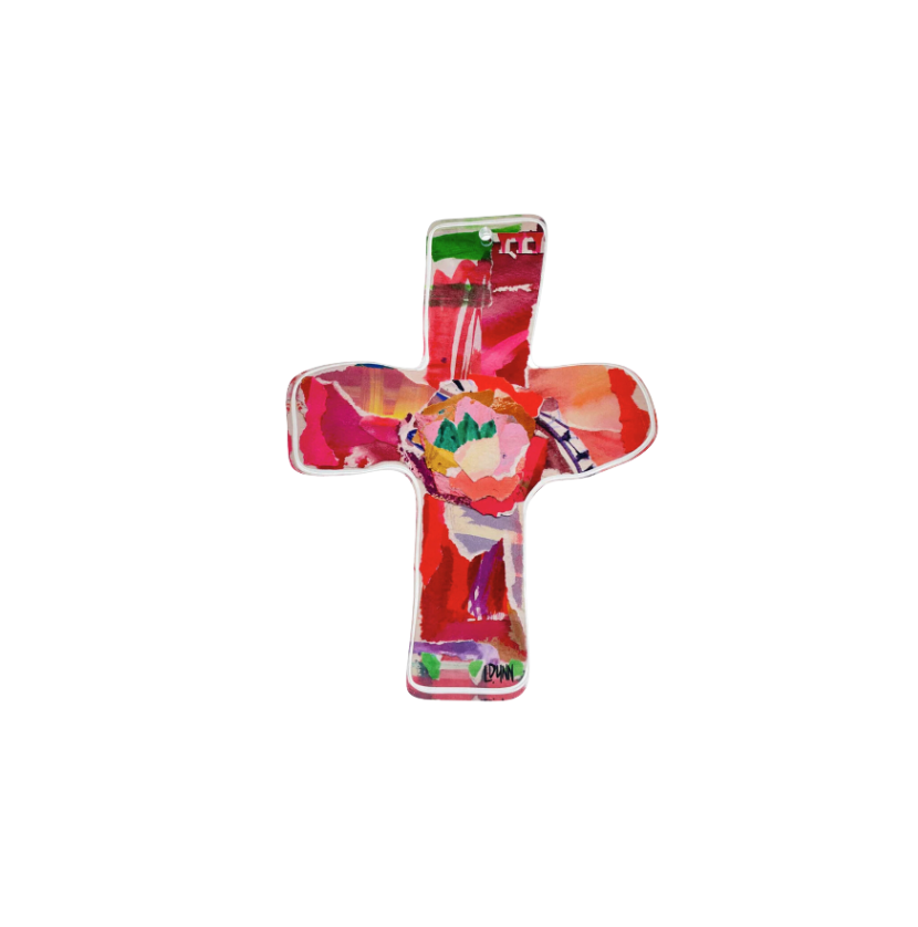 Lauren Dunn Red Everlasting Love Acrylic Cross