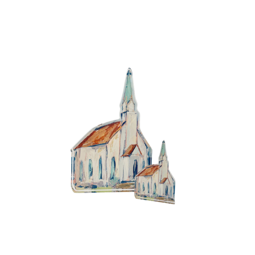 Lauren Dunn Large Church with Red Roof Acrylic Block
