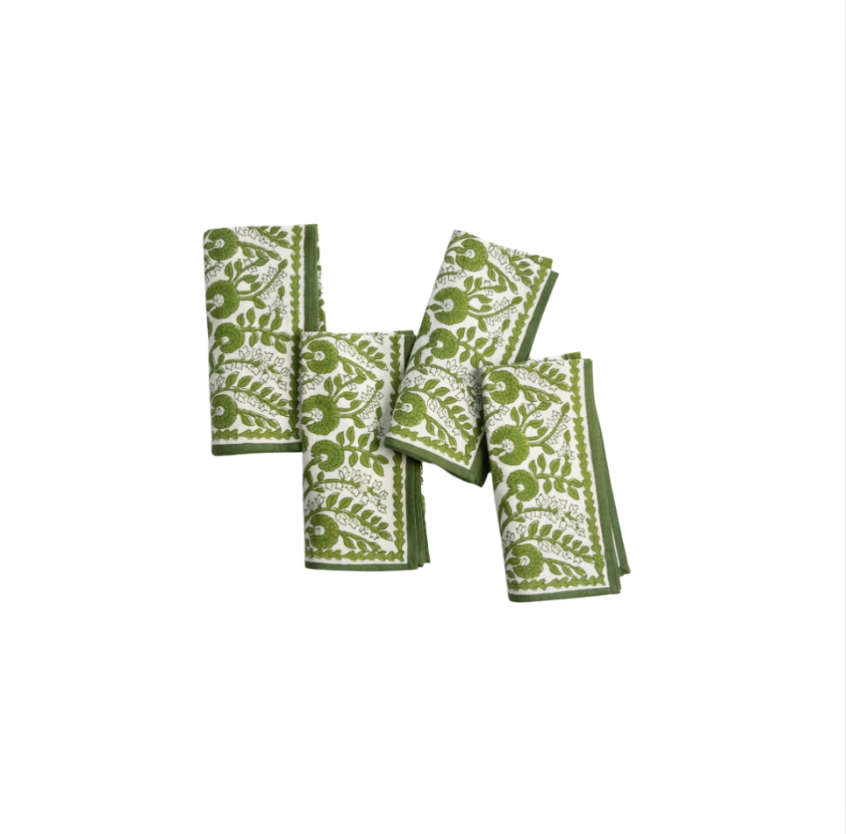 Pomegranate Cactus Flower Lettuce Green Napkin | Set of 4