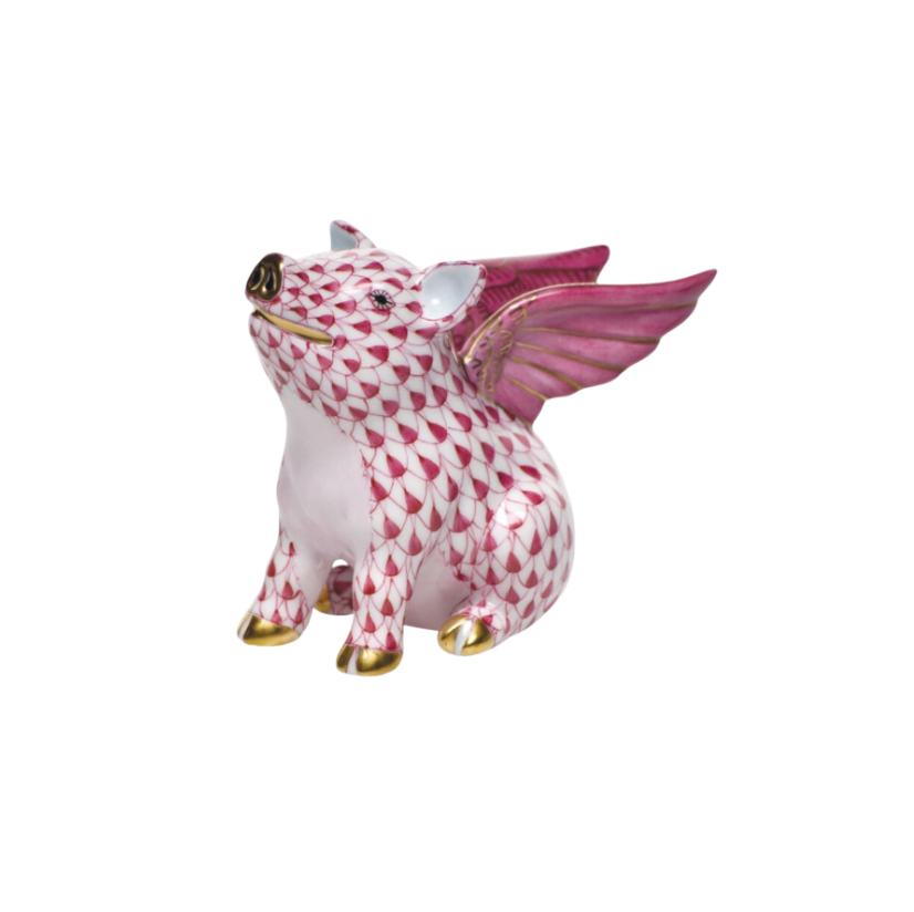 Herend When Pigs Fly - Raspberry
