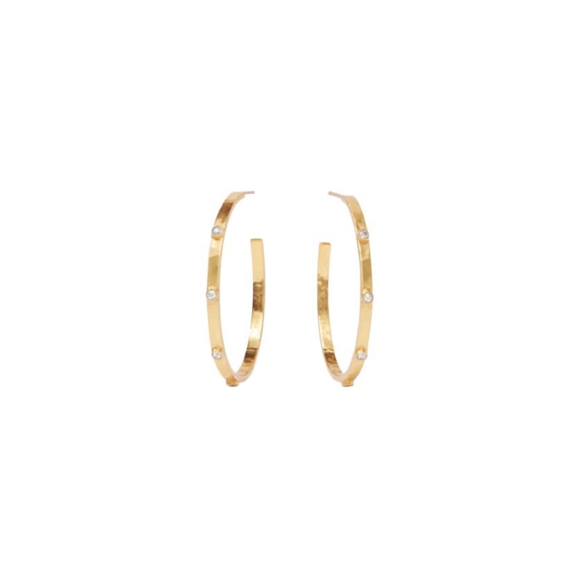 Julie Vos Crescent Stone Hoop L - Cubic Zirconia
