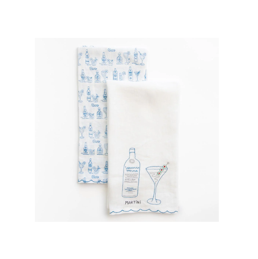 Pomegranate Martini Tea Towel Set of 2