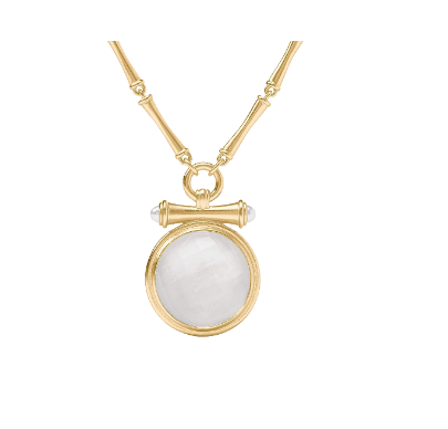 Julie Vos Bamboo Statement Necklace Iridescent Clear-OS