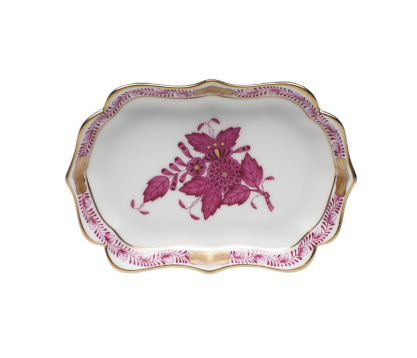 Herend Mini Scalloped Tray-Raspberry