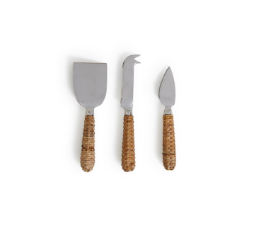 Wicker Weave Cheese Serving Knives
