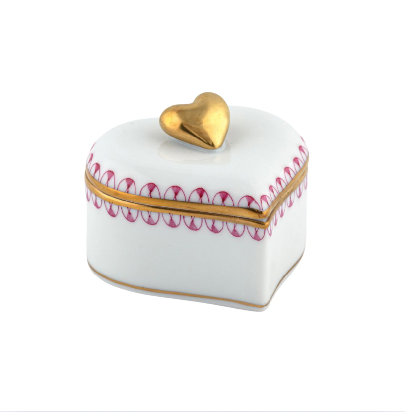 Herend Double Heart Box in Pink