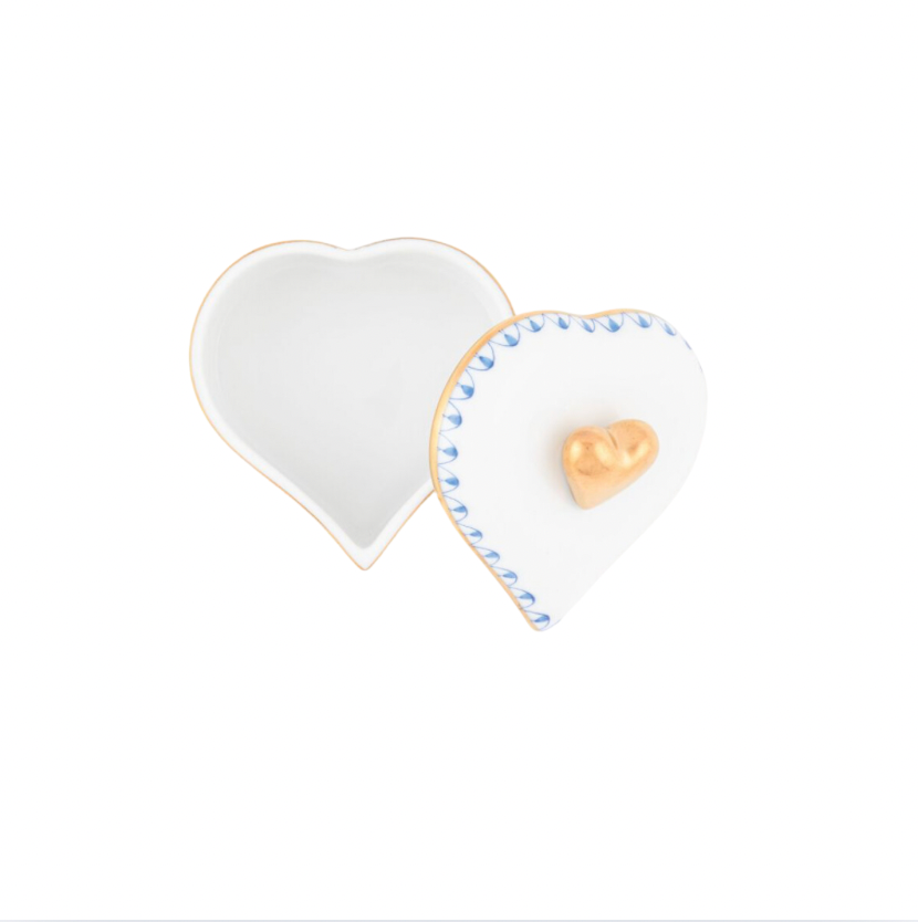 Herend Double Heart Box in Blue