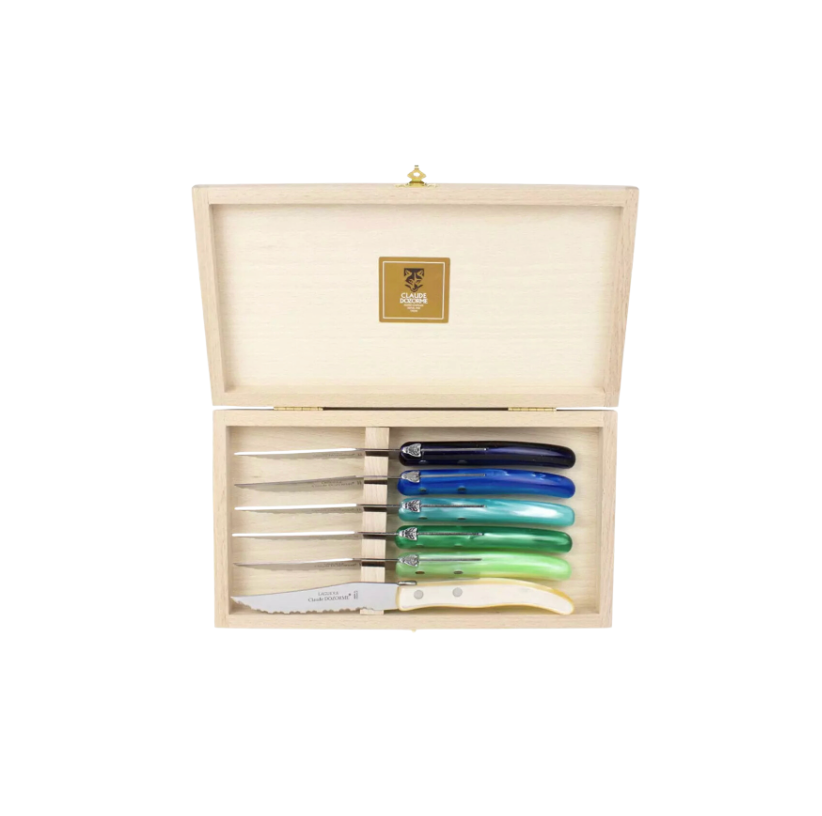 Berlingot Set of 6 Blue-Green Handled Steak Knives
