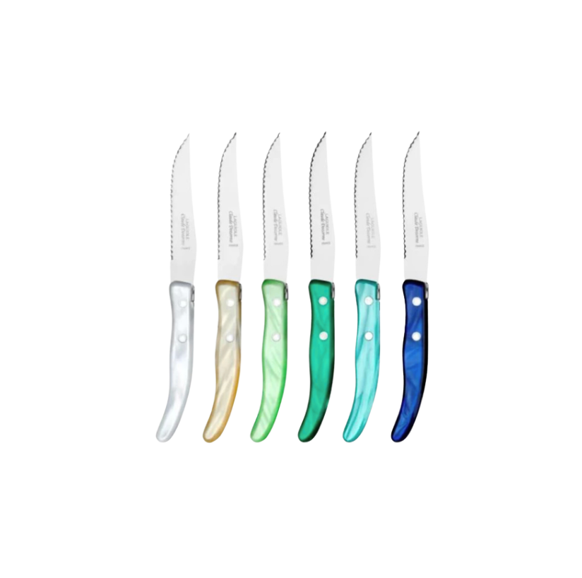 Berlingot Set of 6 Blue-Green Handled Steak Knives
