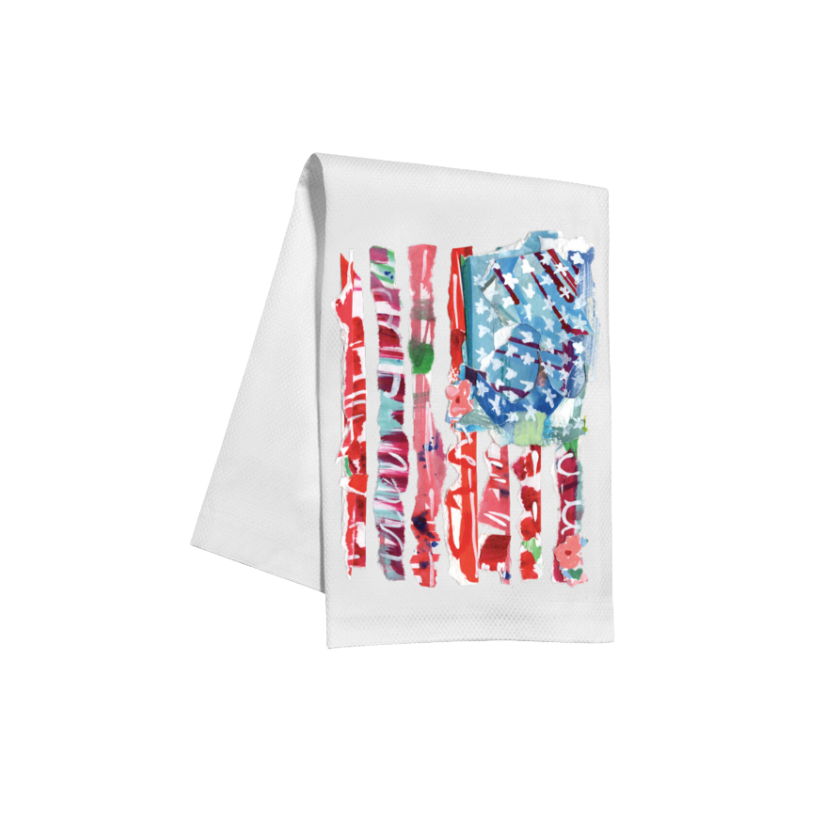 USA Flag Red Stripes Kitchen Towel