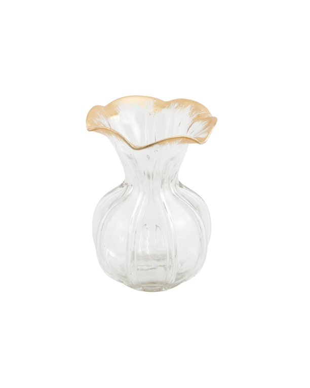 Large Ruffled Gold Vase