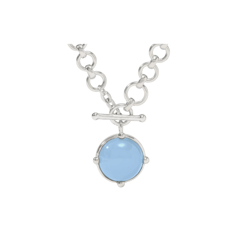 Julie Vos Silver Honeybee Demi Necklace-Chalcedony Blue