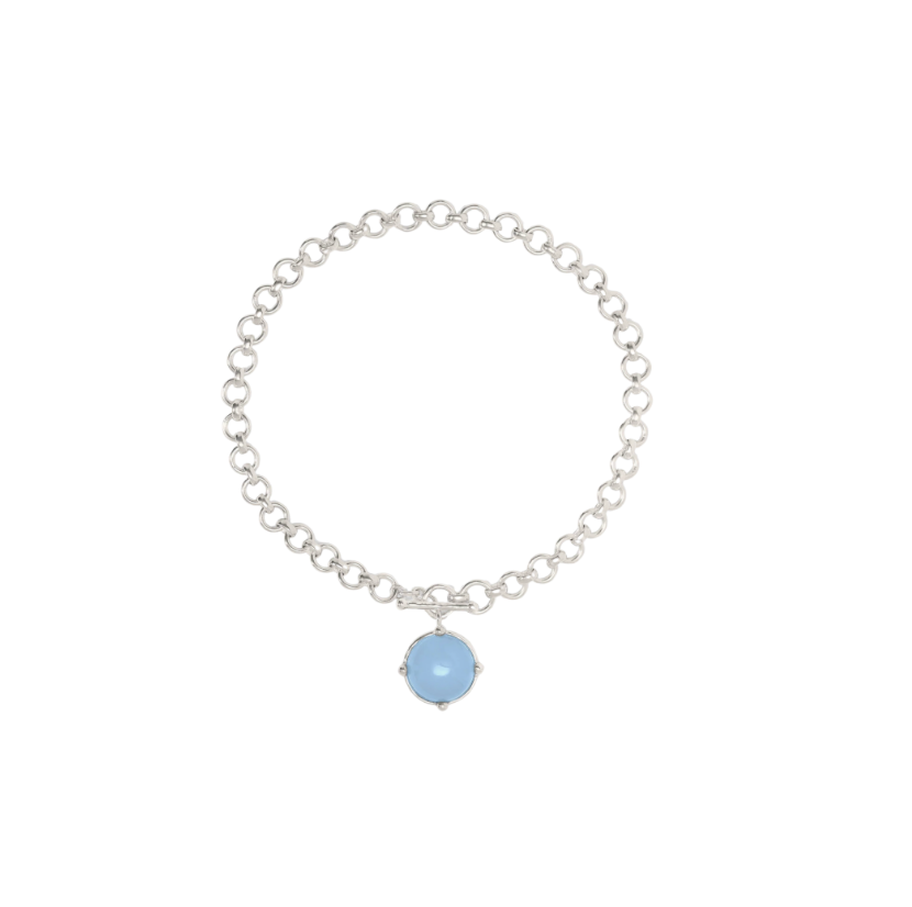 Julie Vos Silver Honeybee Demi Necklace-Chalcedony Blue