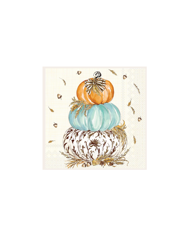 Whimsical Wheat Pumpkins Cocktail Napkin