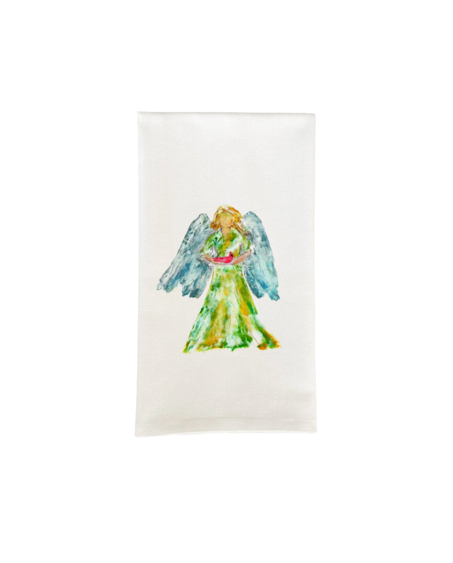 Green Angel with Cardinal Kitchen Towel