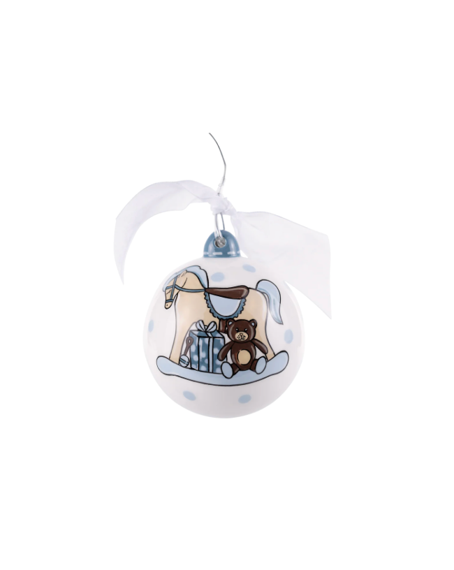 Baby's 1st Blue Rocking Horse Ornament