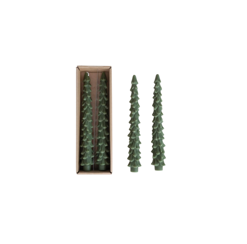 Unscented Green Tree Shaped Taper Candles