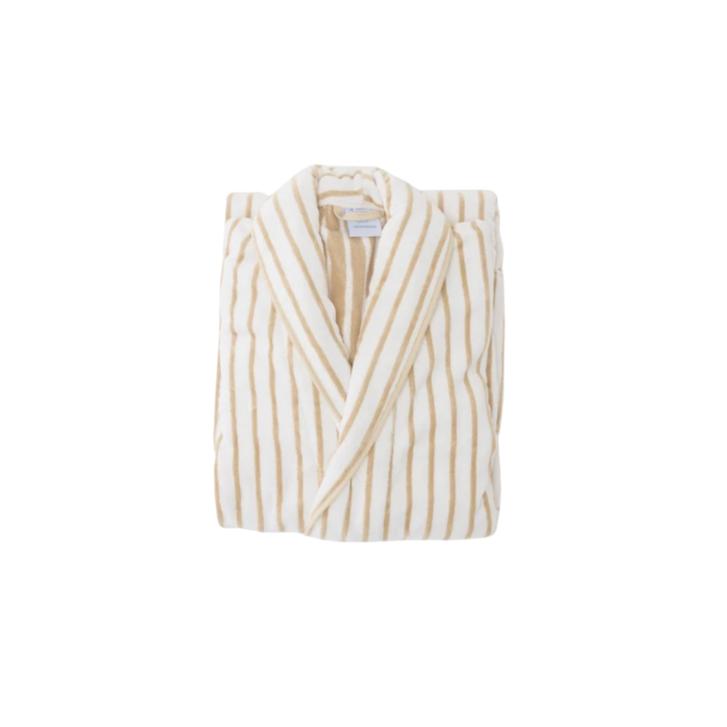 Weezie Sand Plush Long Patterned Robe