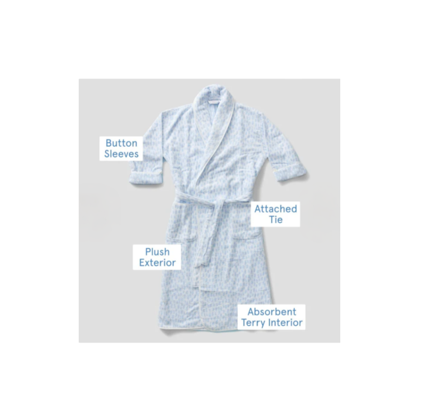 Weezie Blue Millie Long Patterned Plush Robe