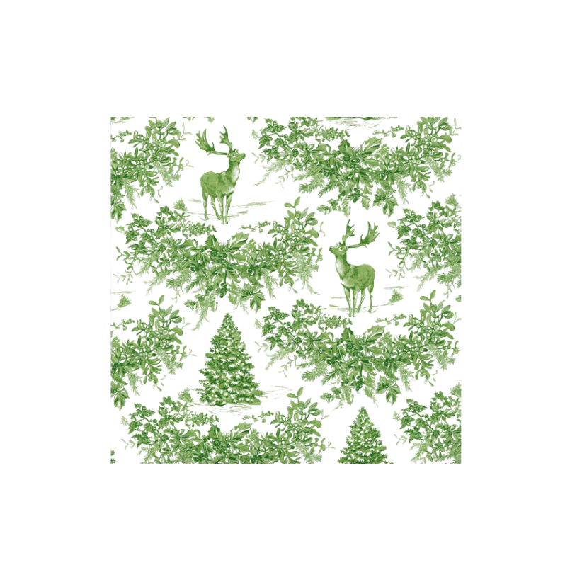 Caspari Christmas Toile Green Roll Wrap