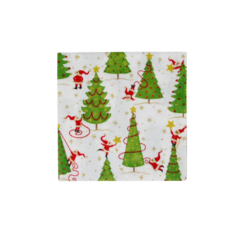 Caspari Twirling Santas Cocktail Napkins