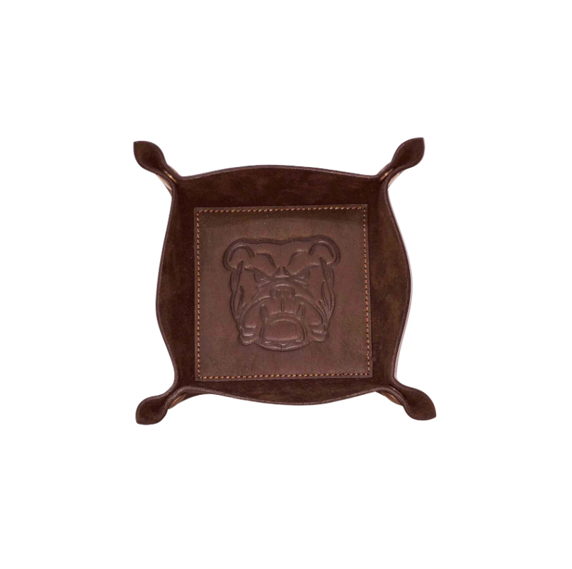 Bulldog Leather Embossed Valet Tray - Dark Brown