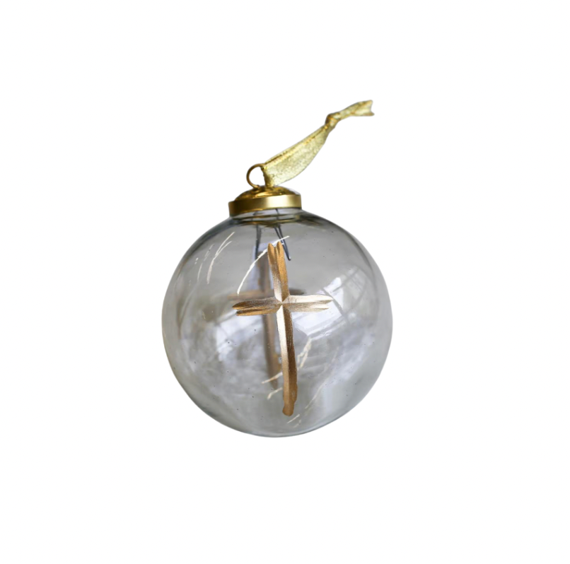 Cruix Glass Ball Ornament Clear/Gold