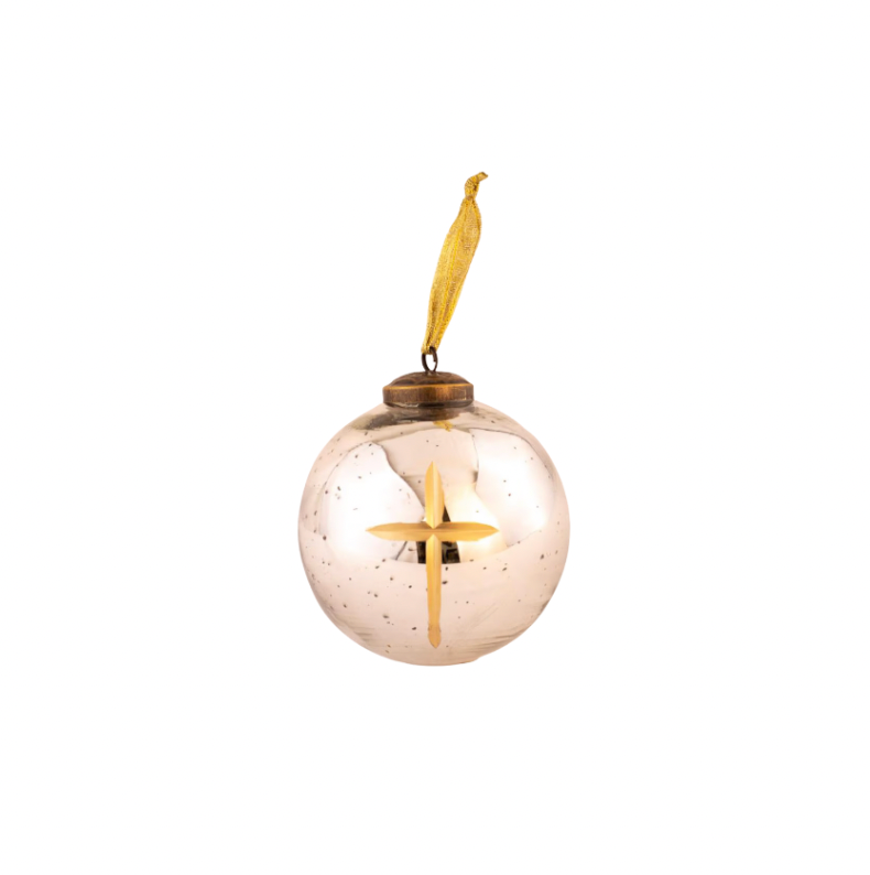 Cruix Glass Ball Ornament in Antique Silver/Gold