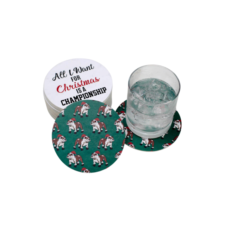 St. Nick Bulldog Reversible Paper Coasters