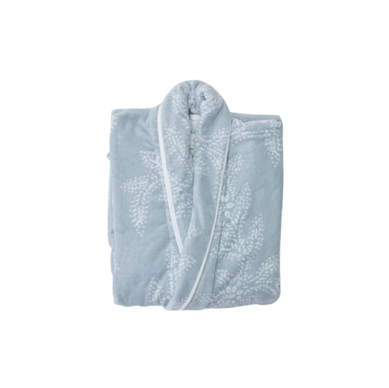 Weezie Meredith Ellis x Weezie Women's Long Plush Robe in Swedish Blue