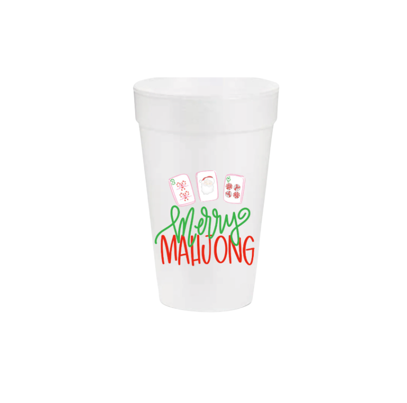 Merry Mahjong Christmas Styrofoam Cups