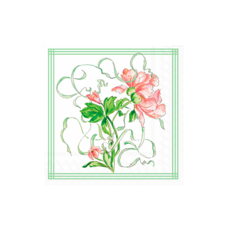Coral Garden Party Cocktail Napkin