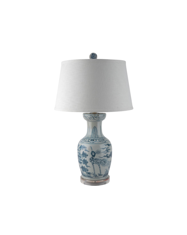 Porcelain Antiqued Finish Blue Bird Lamp
