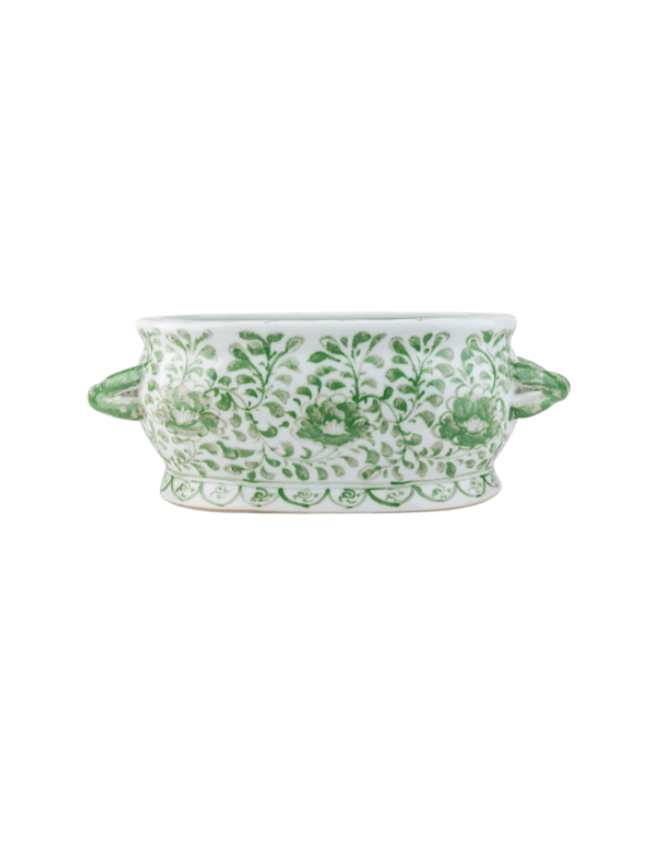 Green Peony Oval Planter