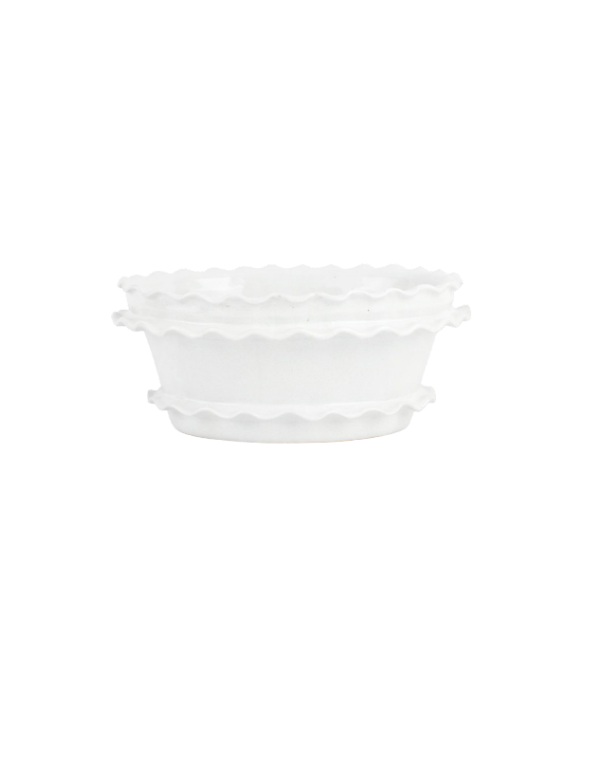 Vietri Rustic Garden White Ruffle Oval Planter