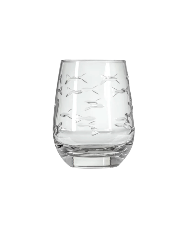 School of Fish 15 oz Stemless Wine Glass