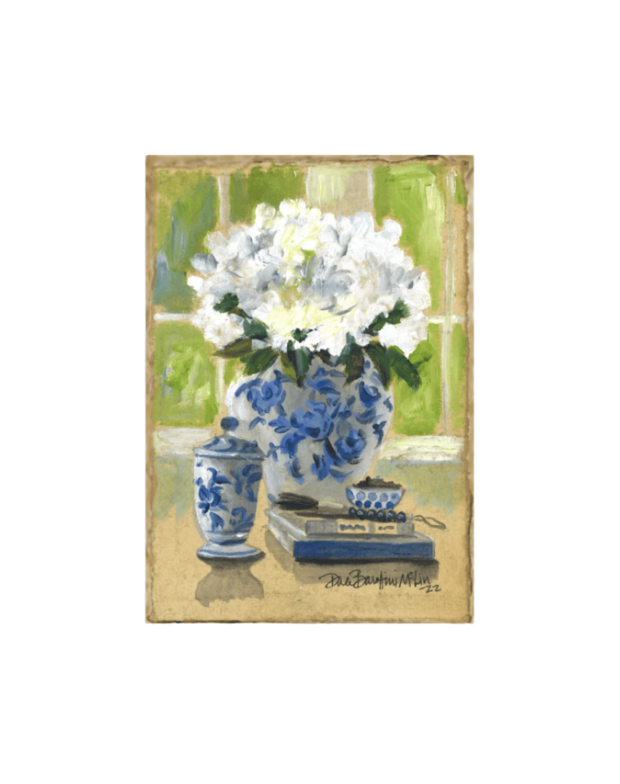 Vase with Hydrangeas Framed Art + Easel