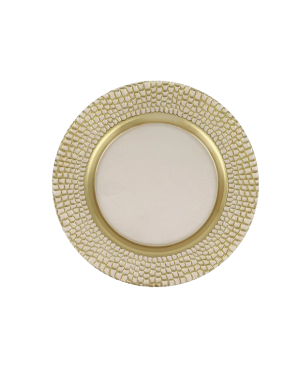 Vietri Pelli Glass Ivory Charger