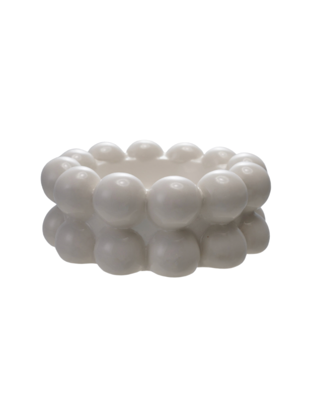 White Stoneware Bowl with Balls