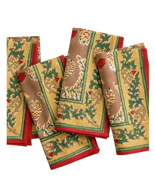 Pomegranate Winter Pinecone Napkin | Set of 4