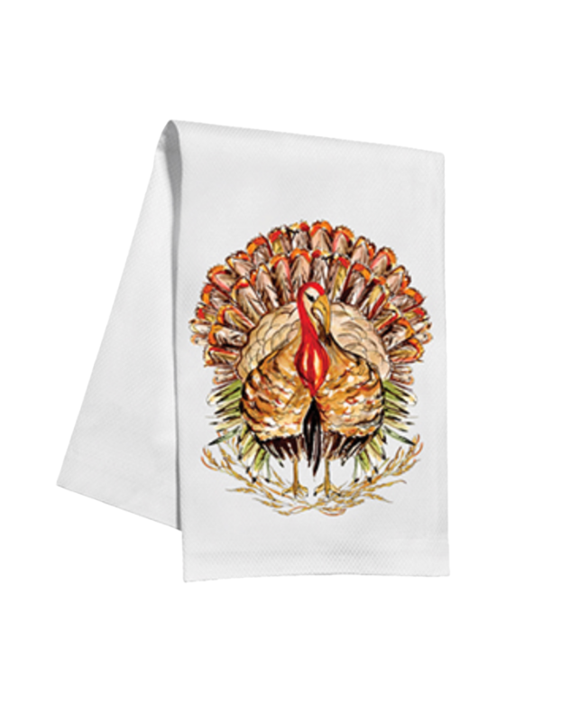 Standing Turkey with Fall Foliage Kitchen Towel