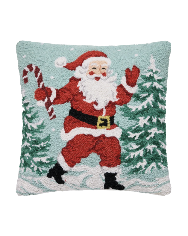 Santa with Candy Cane Hook Pillow