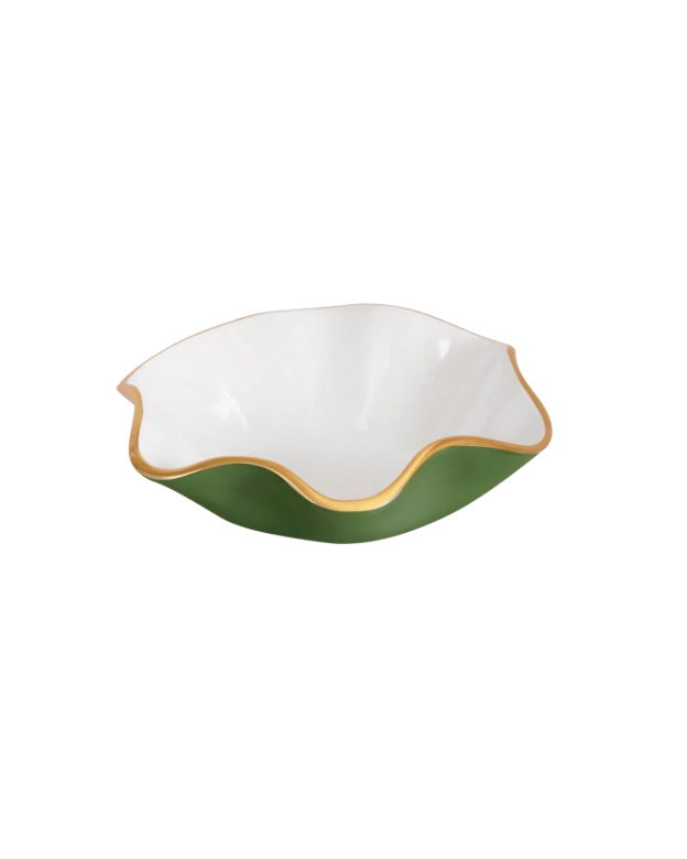 Beatriz Ball Encanto Carola Small Round Bowl Leaf Green and White