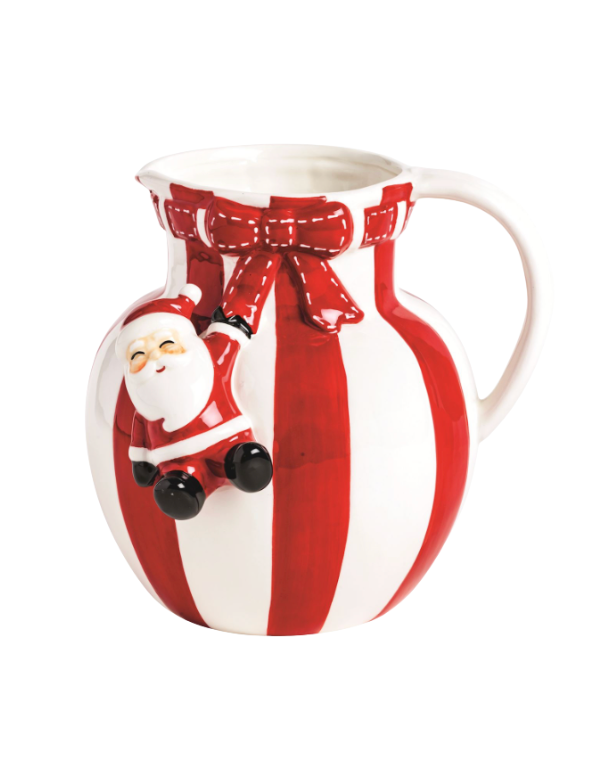 Santa Bow Stripe Pitcher