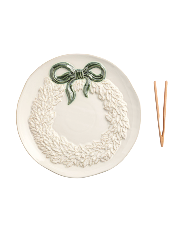 White Wreath Cookie Plate Set