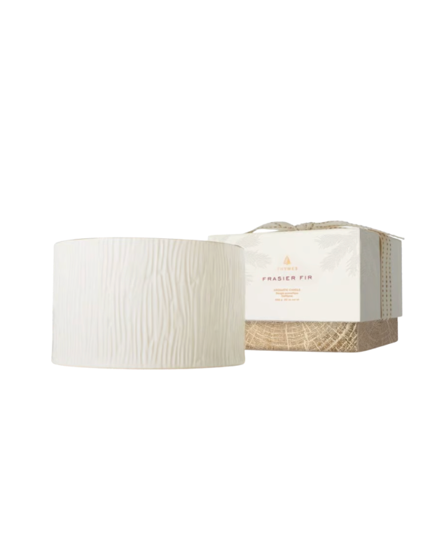Thymes Frasier Fir Gilded Ceramic Poured Candle 3-wick