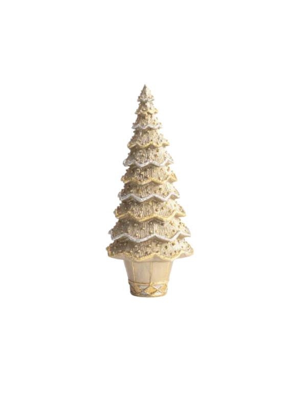 Dark Champagne Layered Beaded Neo Cone Tree - 9"