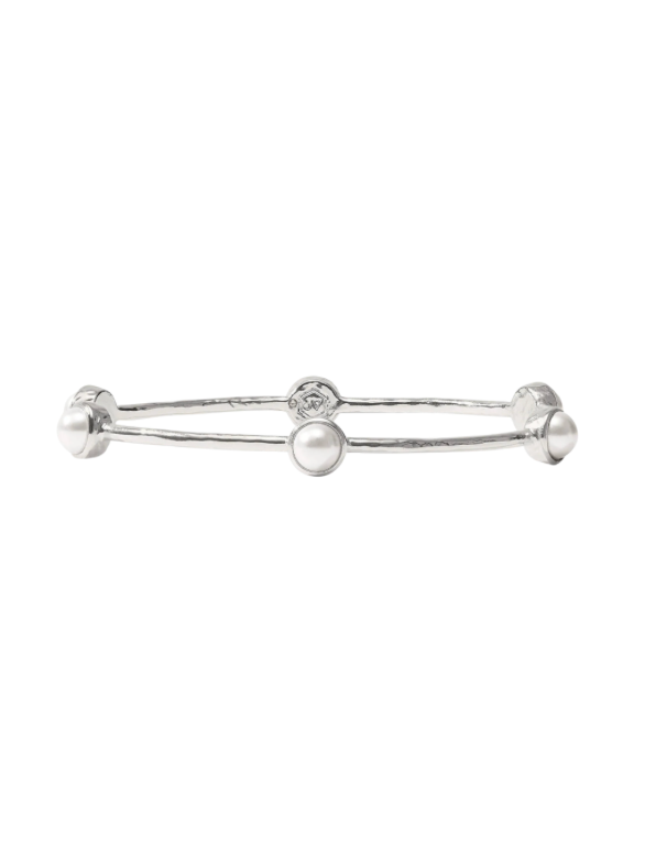 Julie Vos Milano Luxe Bangle- Silver- Pearl - S