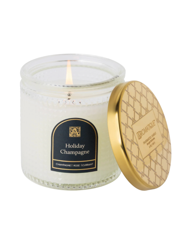 Aromatique Holiday Champagne - Textured Glass Candle - 6 oz