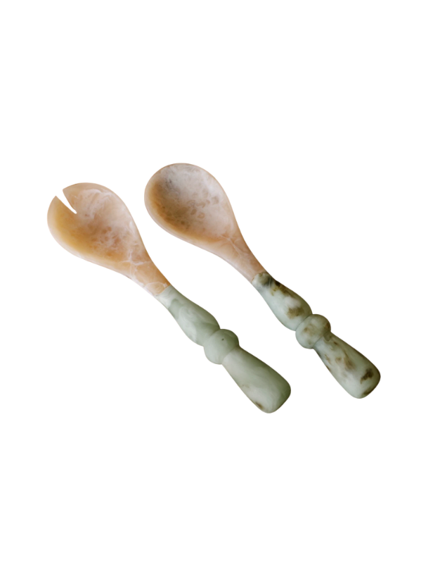 Beatriz Ball Resin Giada Salad Servers in Jade Swirl
